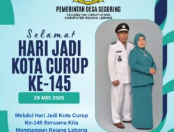 Yanhusin Damiri, Kepala Desa Seguring, Kecamatan Curup Utara, Kab.Rejang Lebong Mengucapkan Selamat Hari Jadi Kabupaten Rejang Lebong  ke-145.