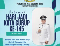 Rudi Ramadani Kepala Desa Kampung Baru, Kecamatan Selupu rejang, Kab.Rejang Lebong Mengucapkan Selamat Hari Jadi Kabupaten Rejang Lebong  ke-145.
