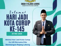 Pedito Alam, M.Pd. Kepala Sekolah SMAN 2 Rejang Lebong, Kab.Rejang Lebong Mengucapkan Selamat Hari Jadi Kabupaten Rejang Lebong  ke-145.