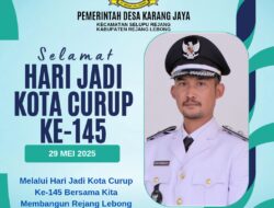 Cahyo Purnomo, S.Pd. Kepala Desa Karang Jaya, Kecamatan Selupu Rejang, Kab.Rejang Lebong Mengucapkan Selamat Hari Jadi Kabupaten Rejang Lebong  ke-145.