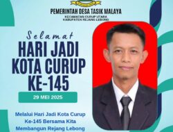 Antoni, Kepala Desa Tasik Malaya, Kecamatan Curup Utara, Kab.Rejang Lebong Mengucapkan Selamat Hari Jadi Kabupaten Rejang Lebong  ke-145.