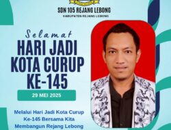 Detrio Azwar, S.Pd, Kepala Sekolah SDN 105 Rejang Lebong, Kab.Rejang Lebong Mengucapkan Selamat Hari Jadi Kabupaten Rejang Lebong  ke-145